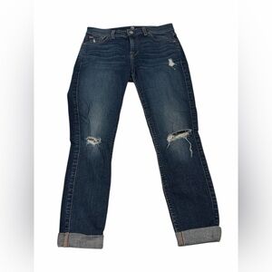 7 for All Mankind ankle gwenevere Jeans Cuffed Bottom Distressed Size 26